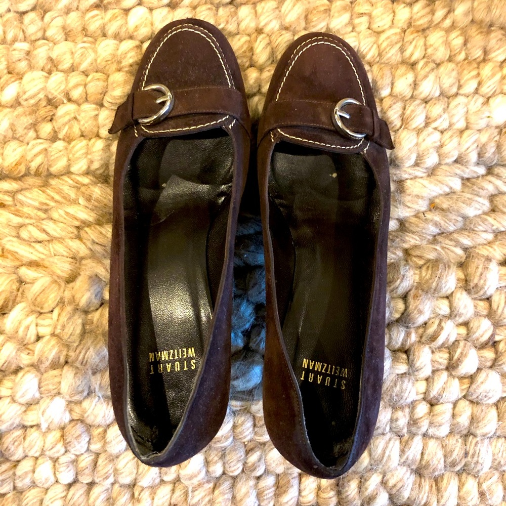 Stuart Weitzman Brown Suede Loafer Heel
